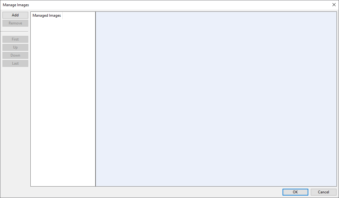 Manage Images dialog